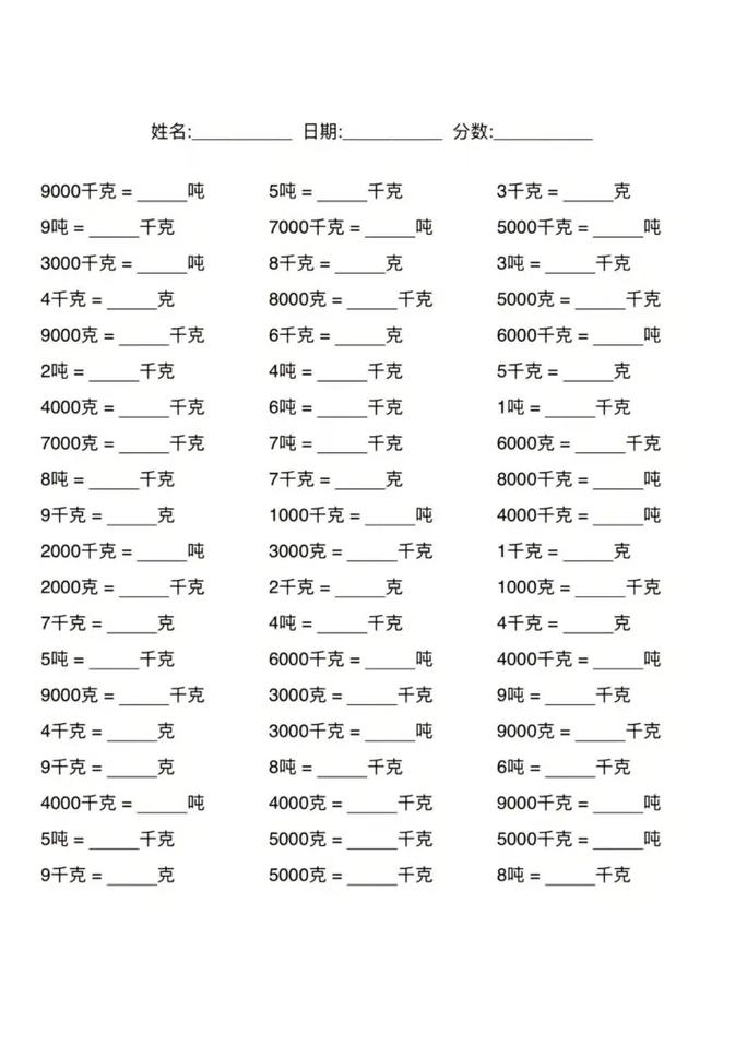 重量单位换算表大全 一克等于多少毫克