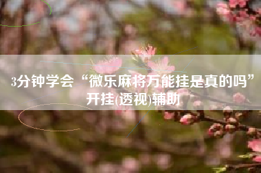 3分钟学会“微乐麻将万能挂是真的吗	”开挂(透视)辅助