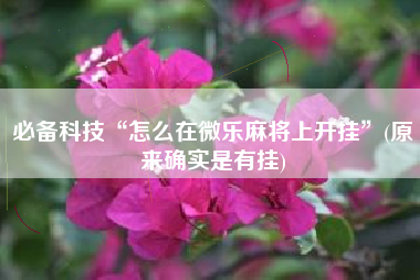 必备科技“怎么在微乐麻将上开挂	”(原来确实是有挂)