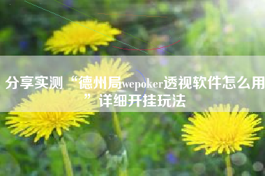 分享实测“德州局wepoker透视软件怎么用”详细开挂玩法