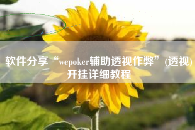 软件分享“wepoker辅助透视作弊	”(透视)开挂详细教程